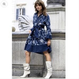 MISS JUNE Navy Viola Midi Dress *No belt included* L/XL